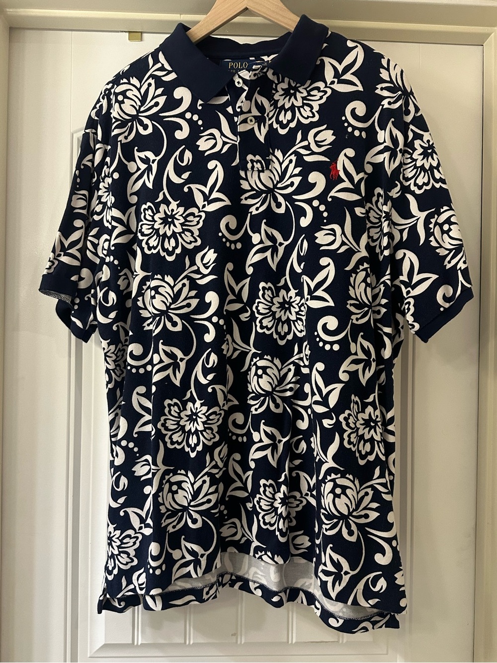 Polo Ralph Lauren Shirt Men’s XXL Custom Fit Blue Floral Tropical Hawaiian NWOT